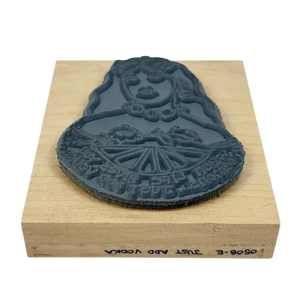 Paula Best Rubber Stamp Set Of 2 Woman Face Just Add Vodka Woo Hoo Dress